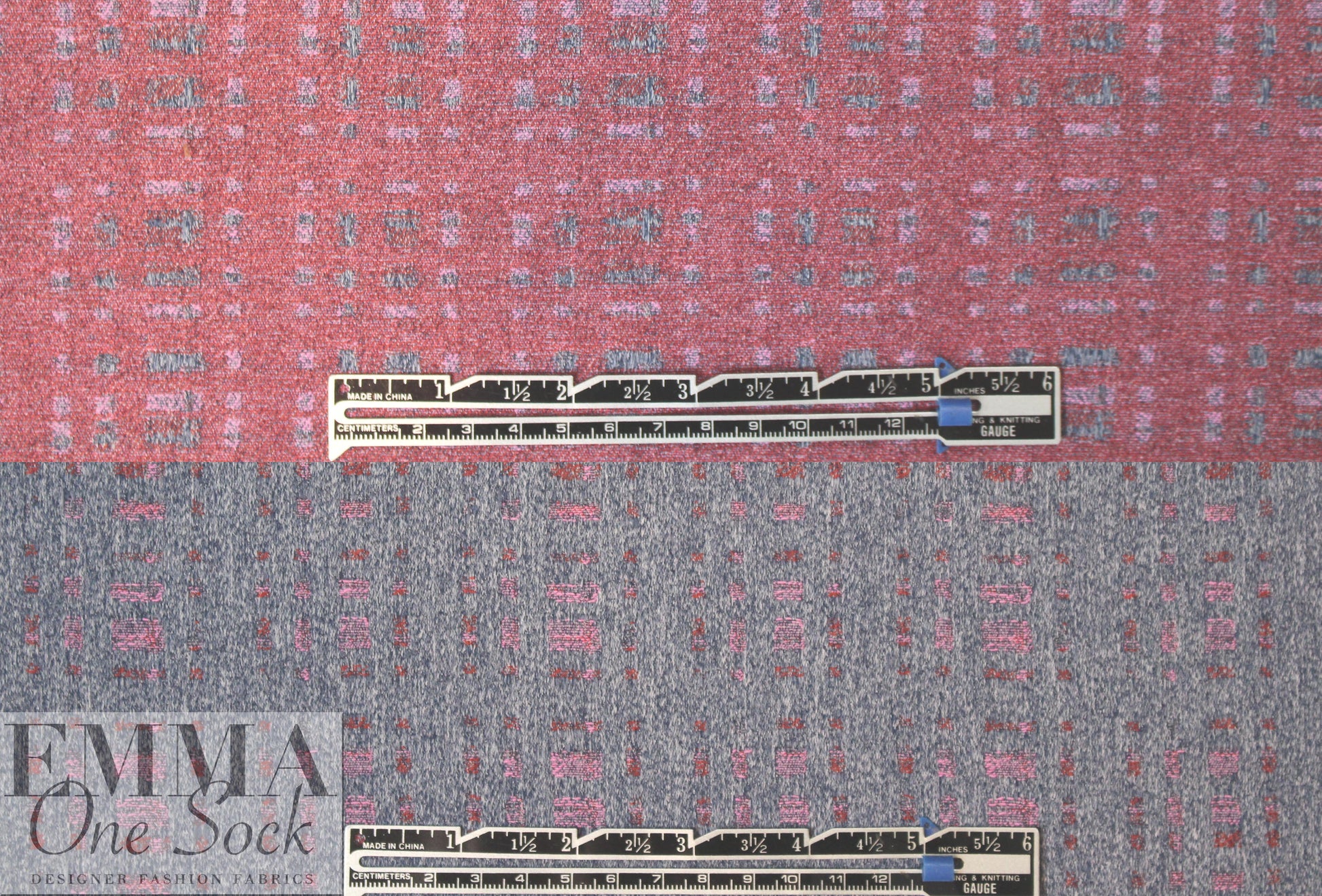 Mi11y reversible stretch jacquard suiting - rouge/denim 2.125 yds
