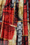 'organic shapes' design stretch velvet - red/tan 1 yard