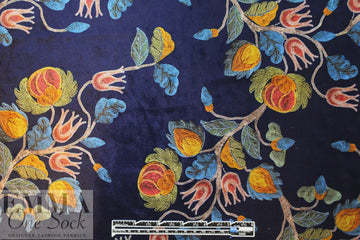 'decorative embroidery' floral stretch velvet