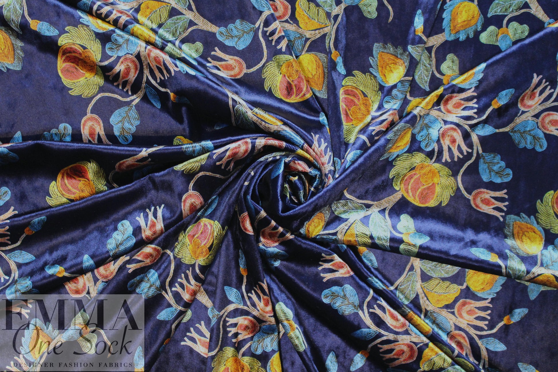'decorative embroidery' floral stretch velvet 1.64 yds