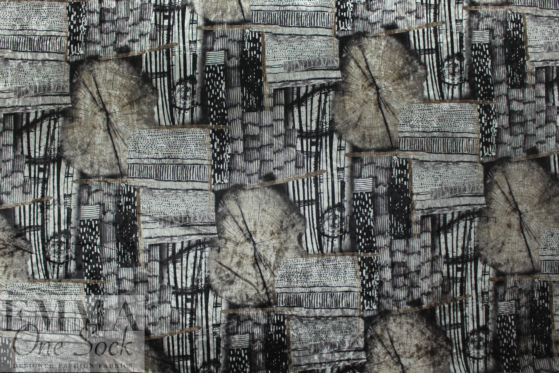 'organic shapes' design stretch velvet - silver/black 1.25 yds