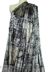 'organic shapes' design stretch velvet - silver/black 1.375 yd