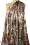 'urban montage' design stretch velvet - mocha/brick 1.625 yd