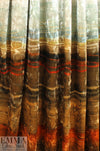 'horizon abstract' design stretch velvet - aqua/spice 1.25 yd