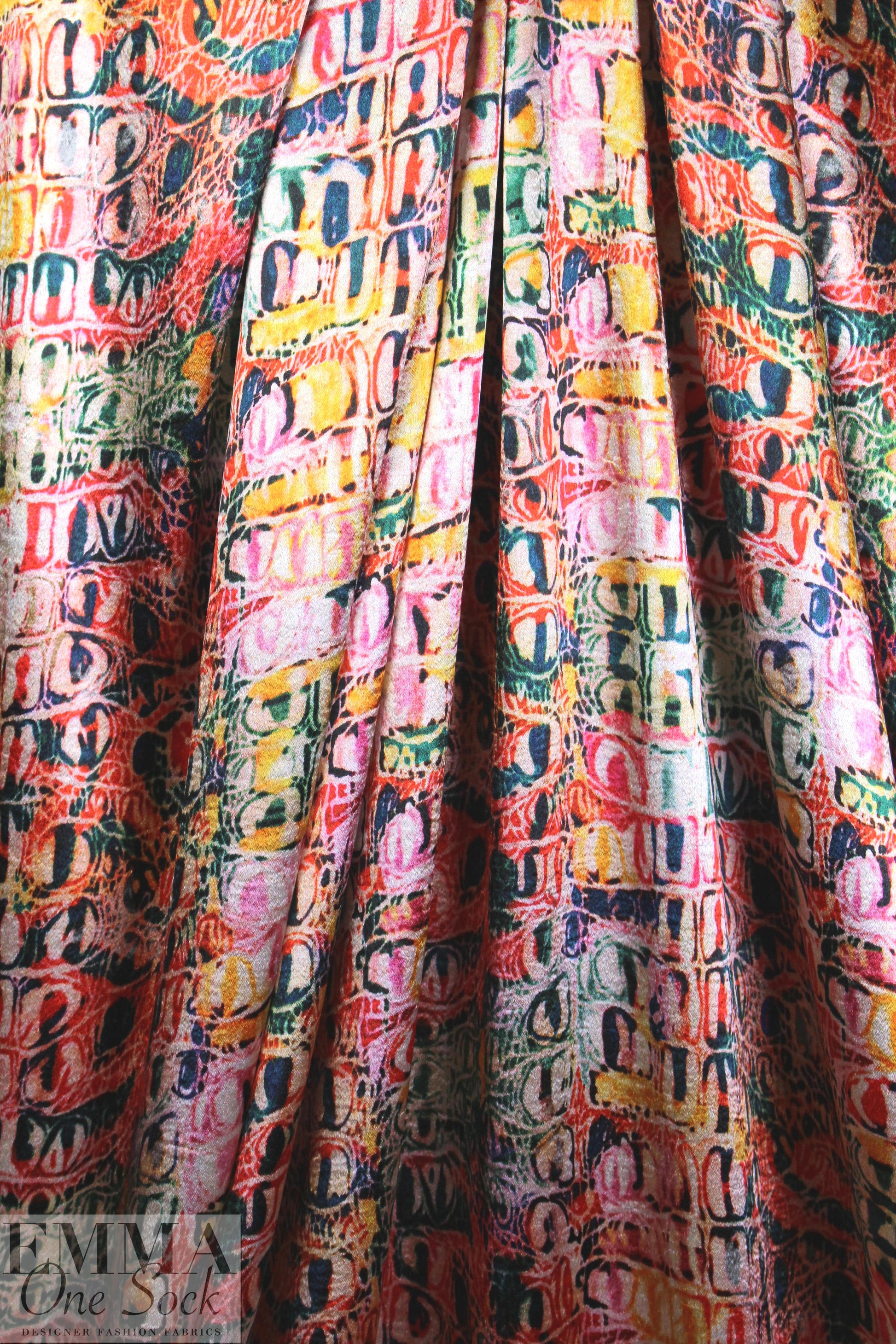 NY designer cellular abstract velvety stretch woven