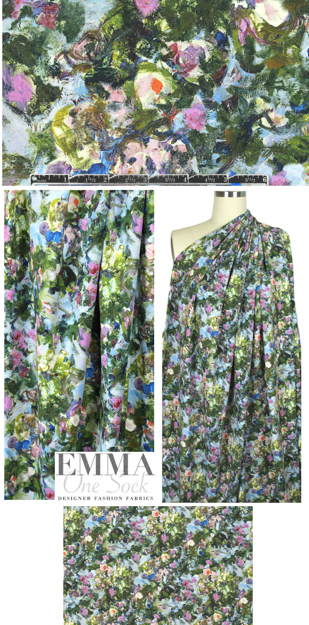 Cushnie & 0chs 'painterly floral' viscose stretch woven