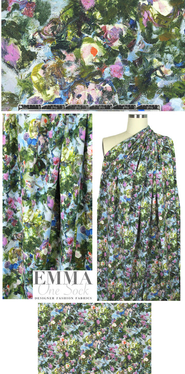 Cushnie & 0chs 'painterly floral' viscose stretch woven