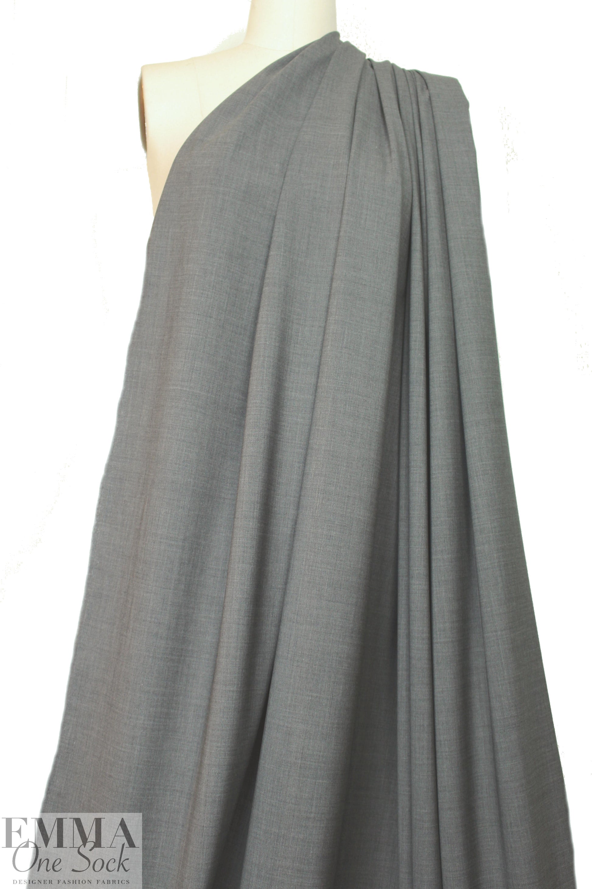 Italian stretch wool suiting - charcoal crosshatch 1.75 yd