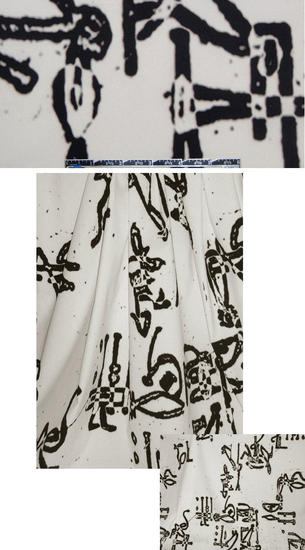 The0ry cave dweller stretch woven - white/black 1.125 yds