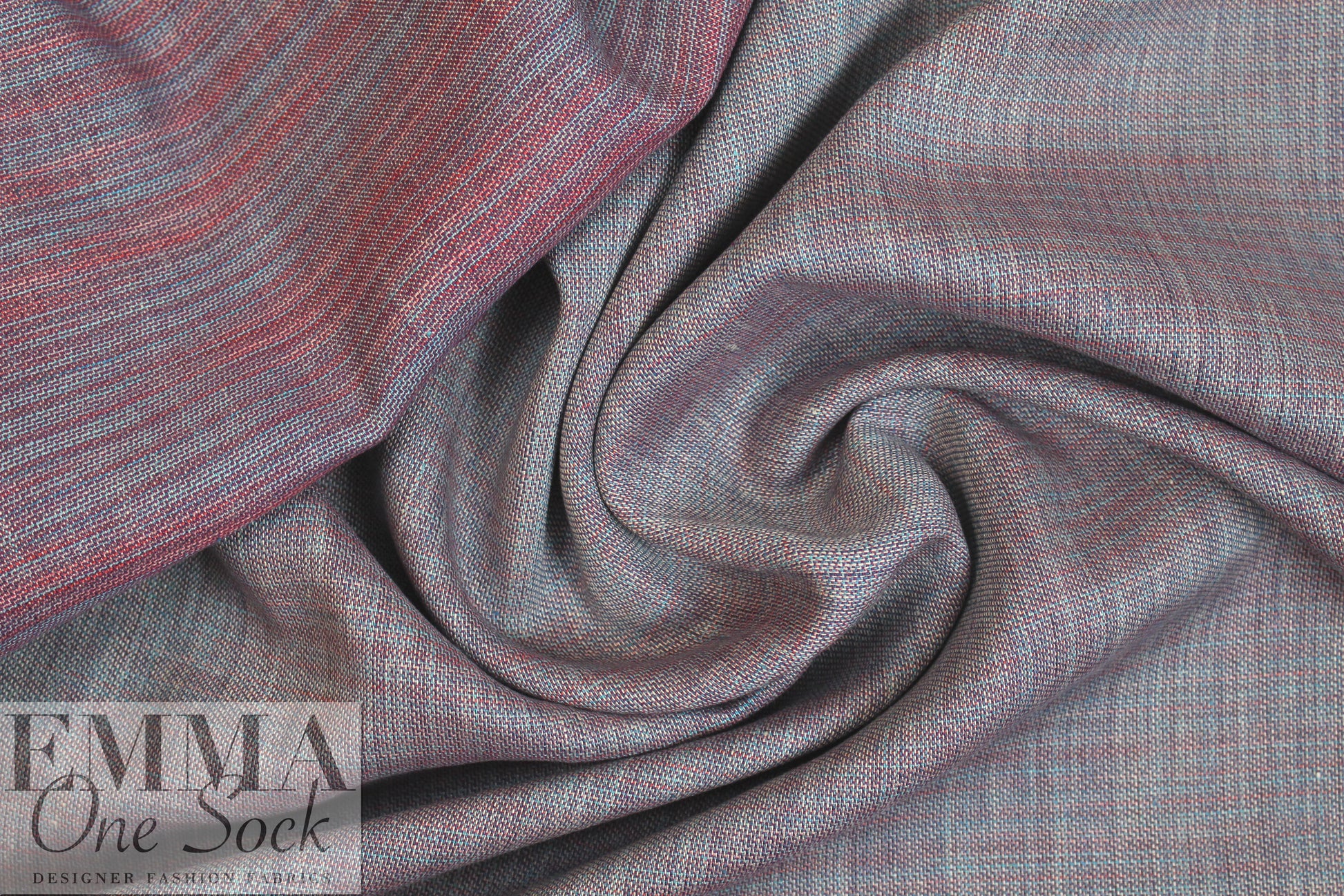 NY designer linen/cotton melange woven - plum/turquoise