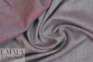 NY designer linen/cotton melange woven - plum/turquoise