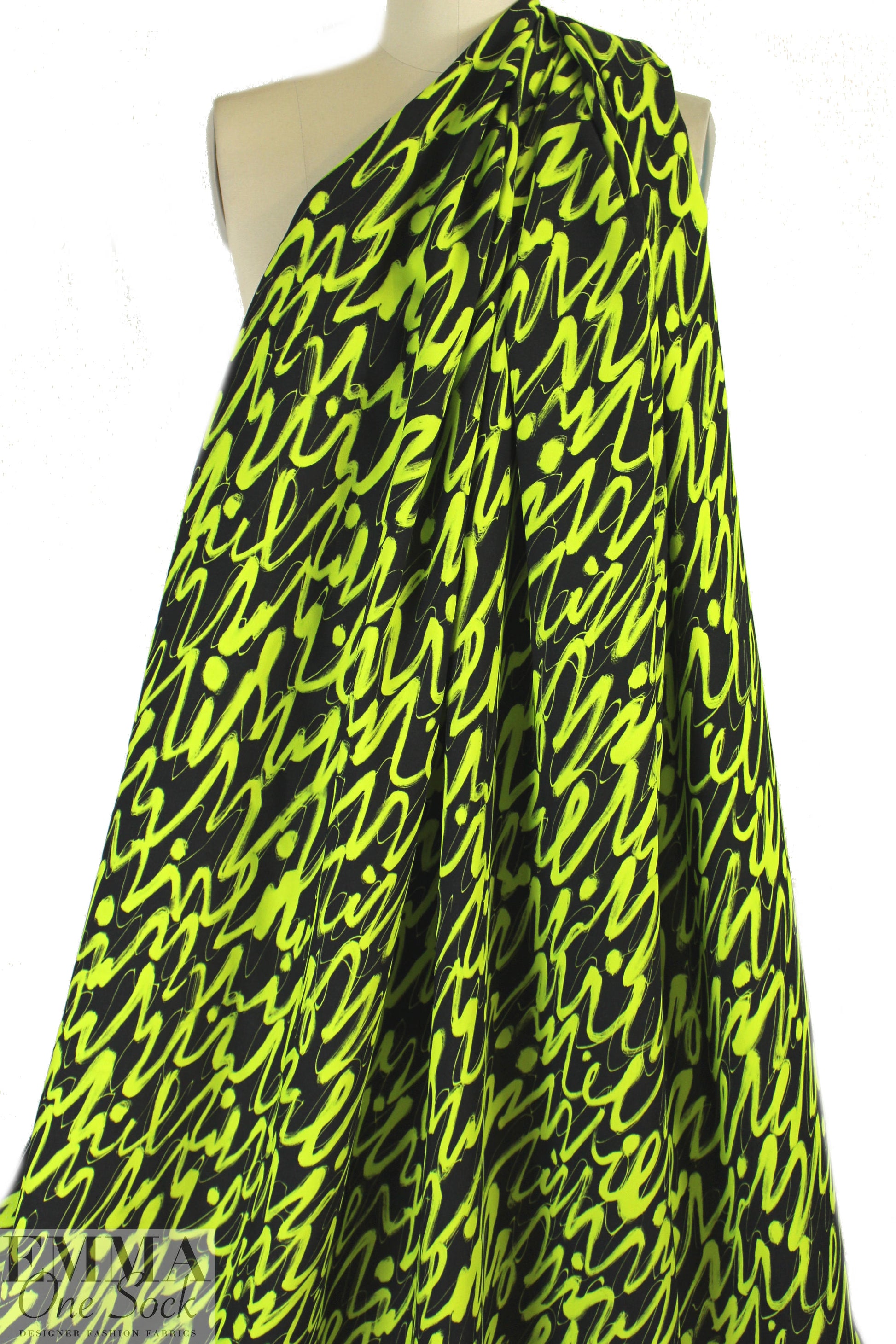Mi11y neon lime scribble viscose 'matte hybrid'