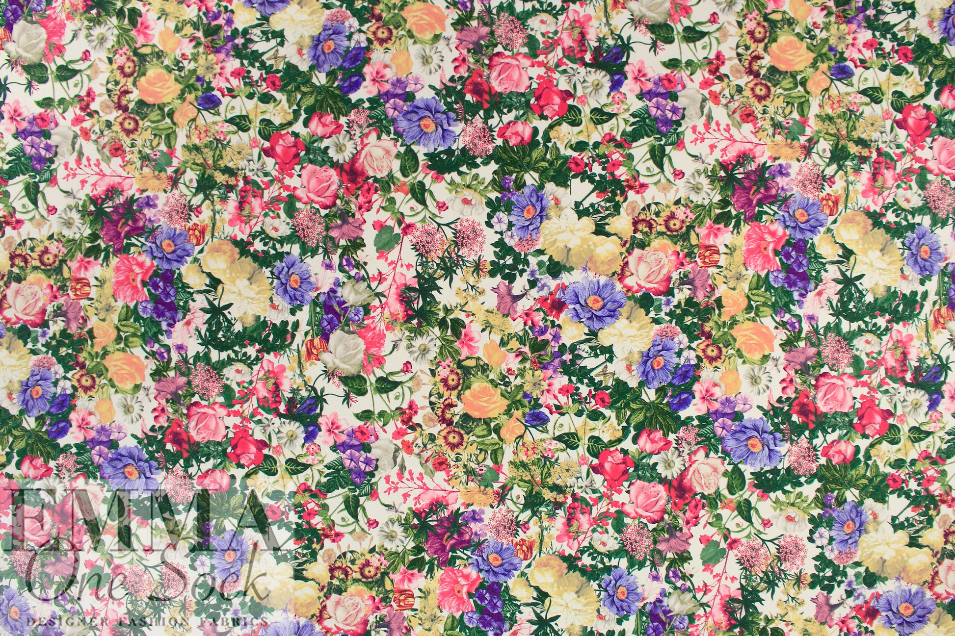 Italian 'bountiful bouquet' organic cotton stretch woven 1.875 yd