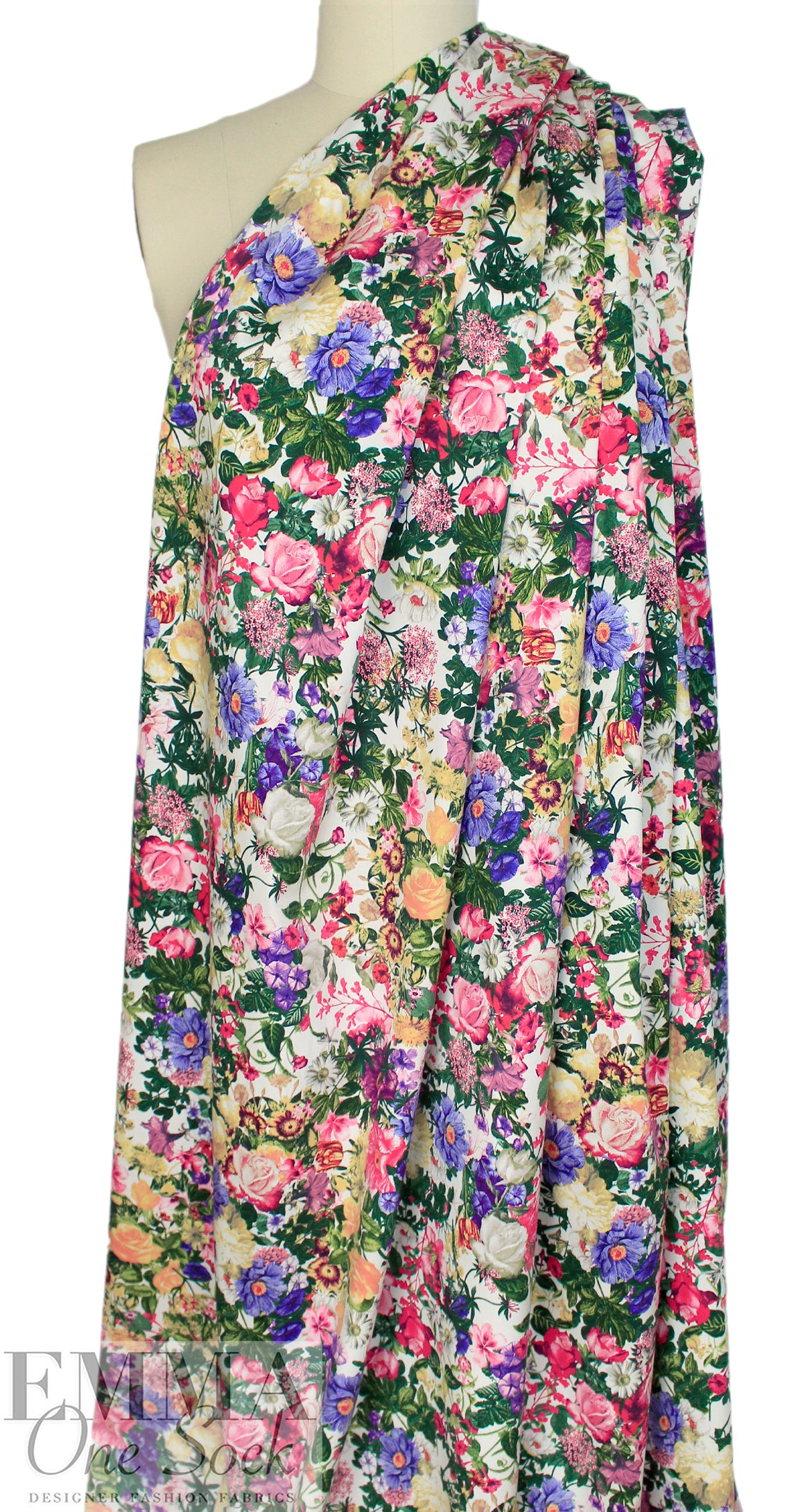 Italian 'bountiful bouquet' organic cotton stretch woven 1.875 yd