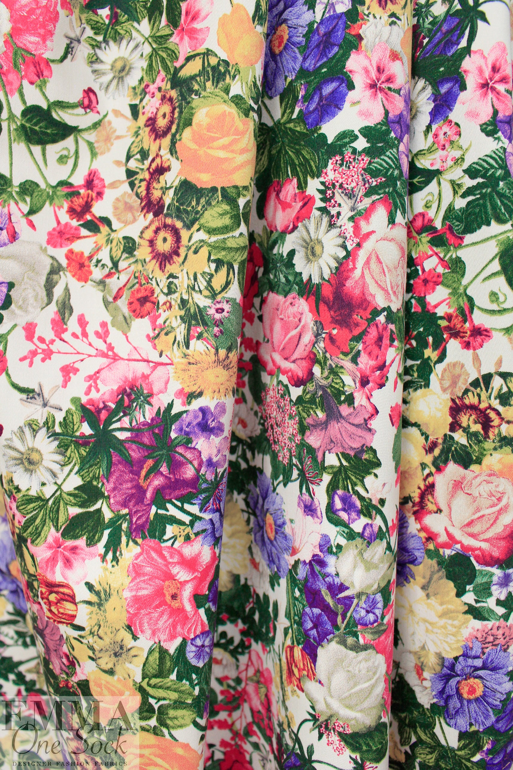 Italian 'bountiful bouquet' organic cotton stretch woven 1.875 yd