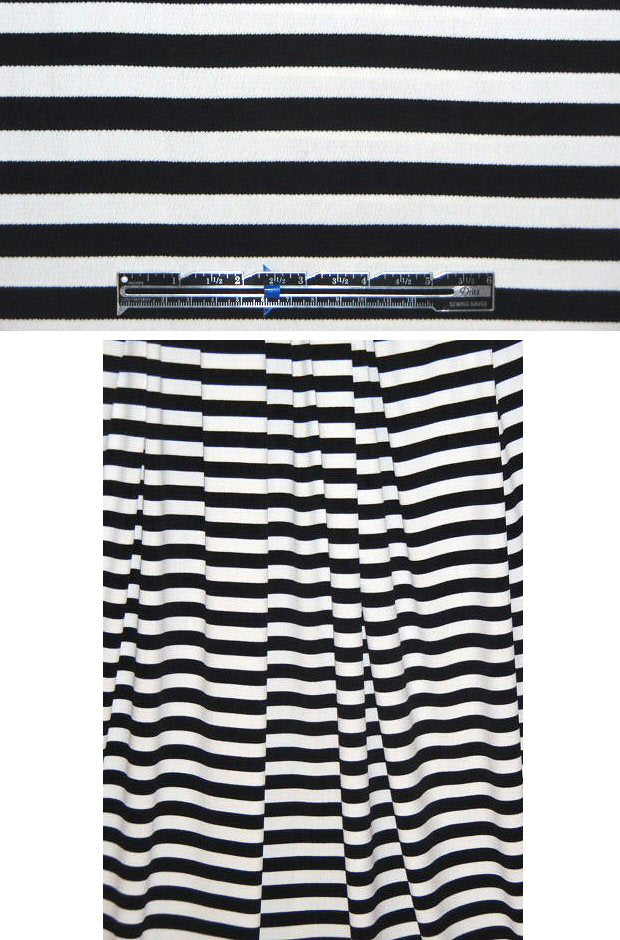 NY designer black/cream stripe crepey knit 1.4 yd