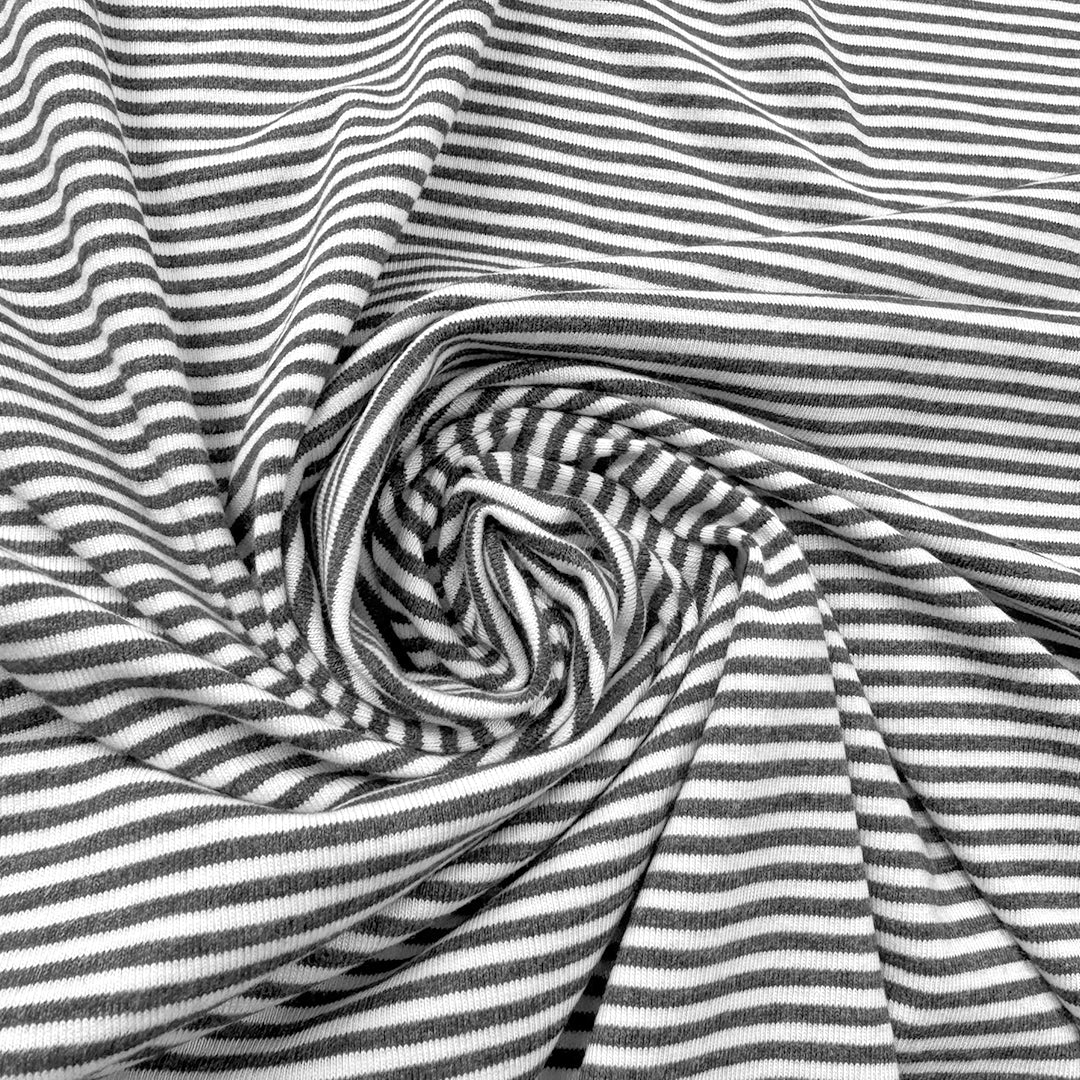 bamboo/organic cotton jersey stripe knit - charcoal/soft white 2 yd
