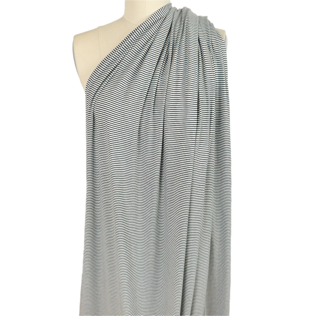 bamboo/organic cotton jersey stripe knit - charcoal/soft white 2 yd