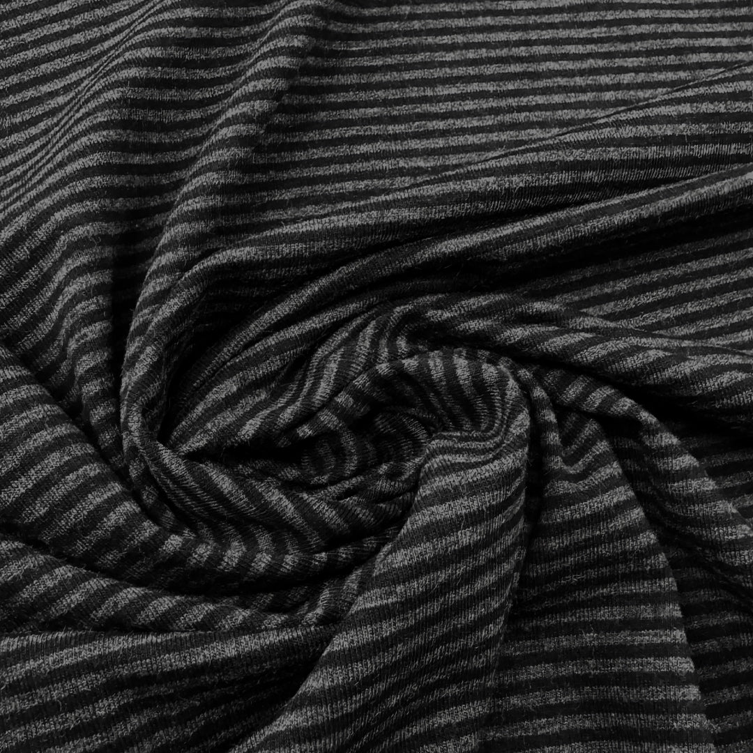 bamboo/organic cotton jersey stripe knit - charcoal/black 3 yd