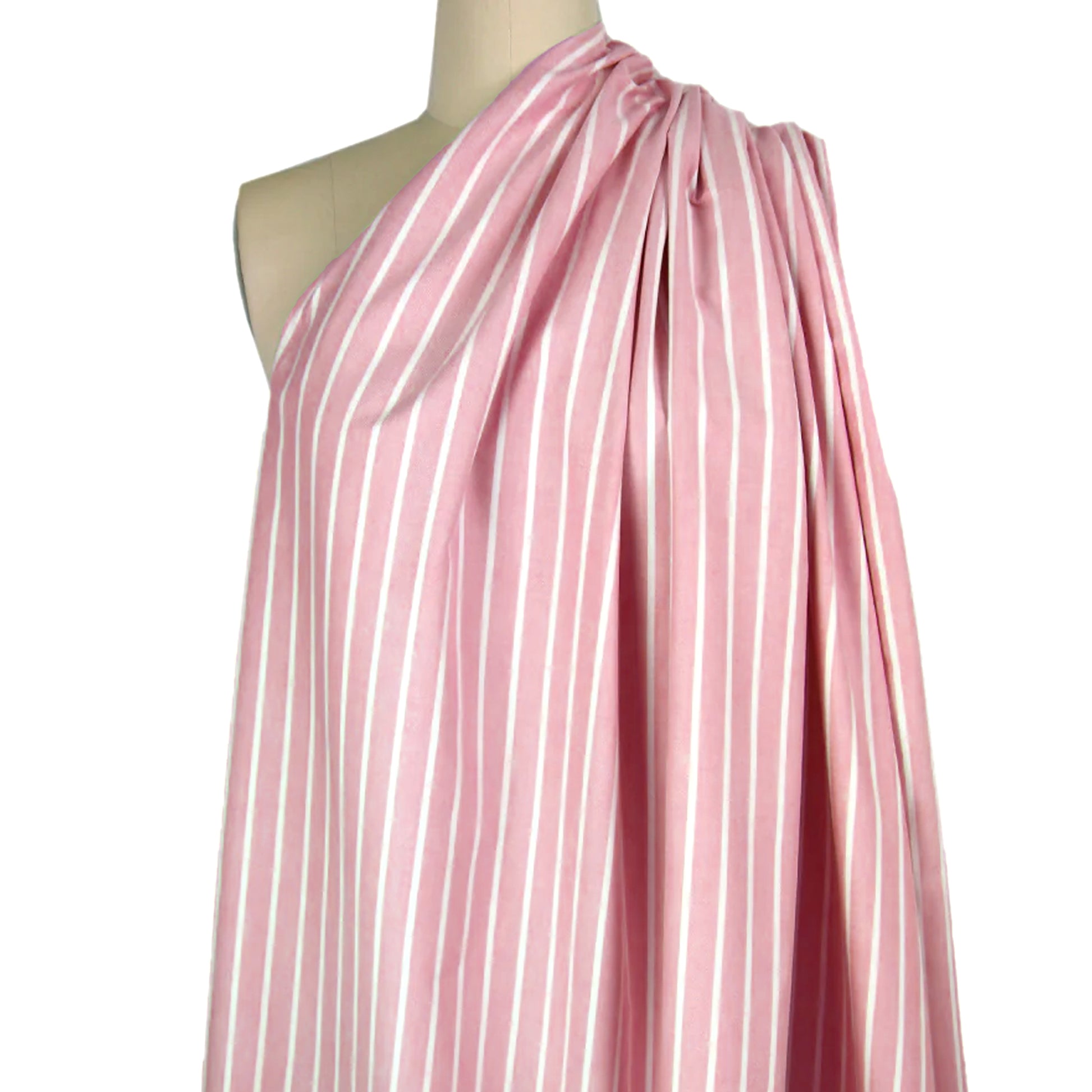 'haberdasher' vertical stripe cotton shirting - red/white