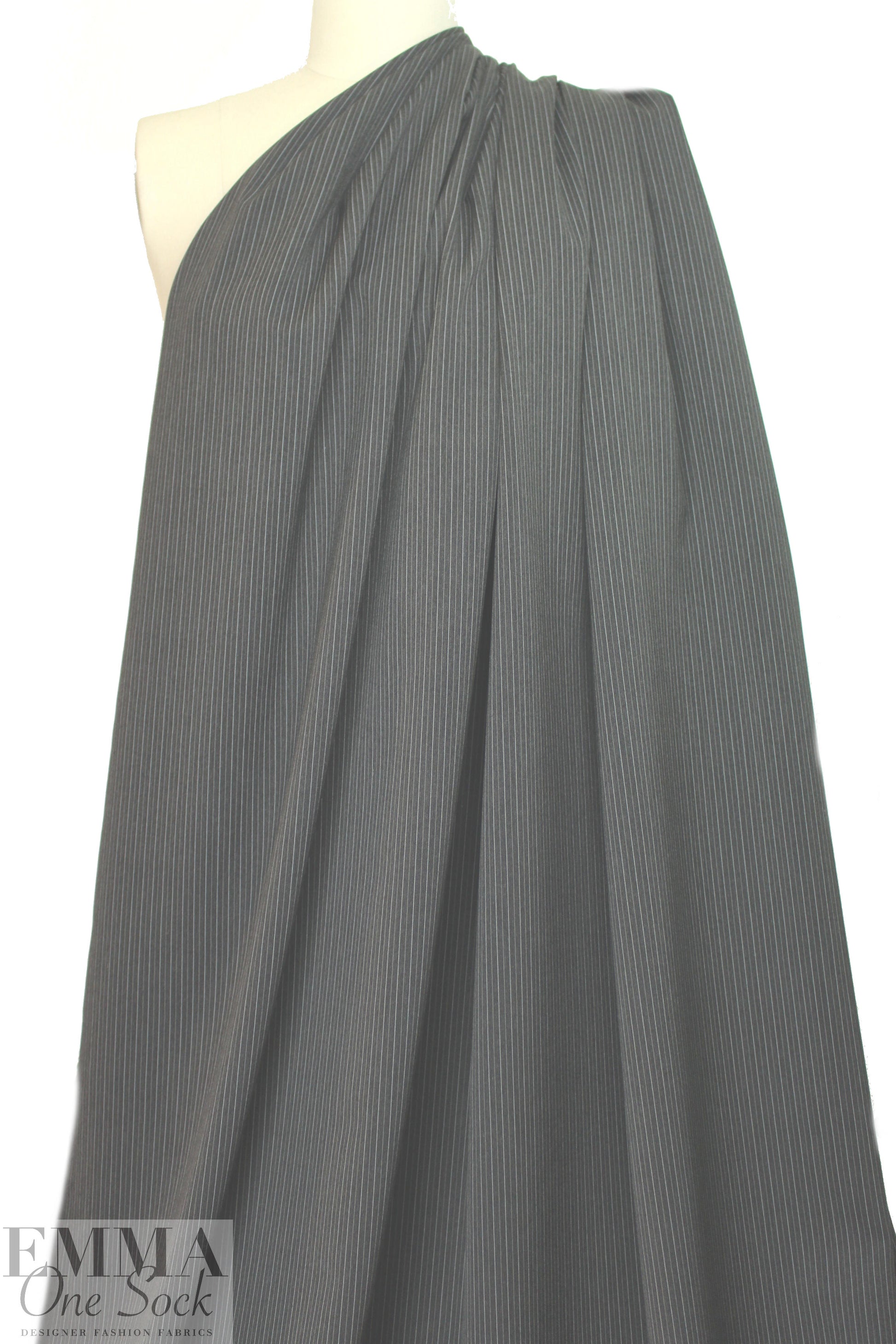CA designer RPL stretch woven - charcoal stripe 2.25 yd