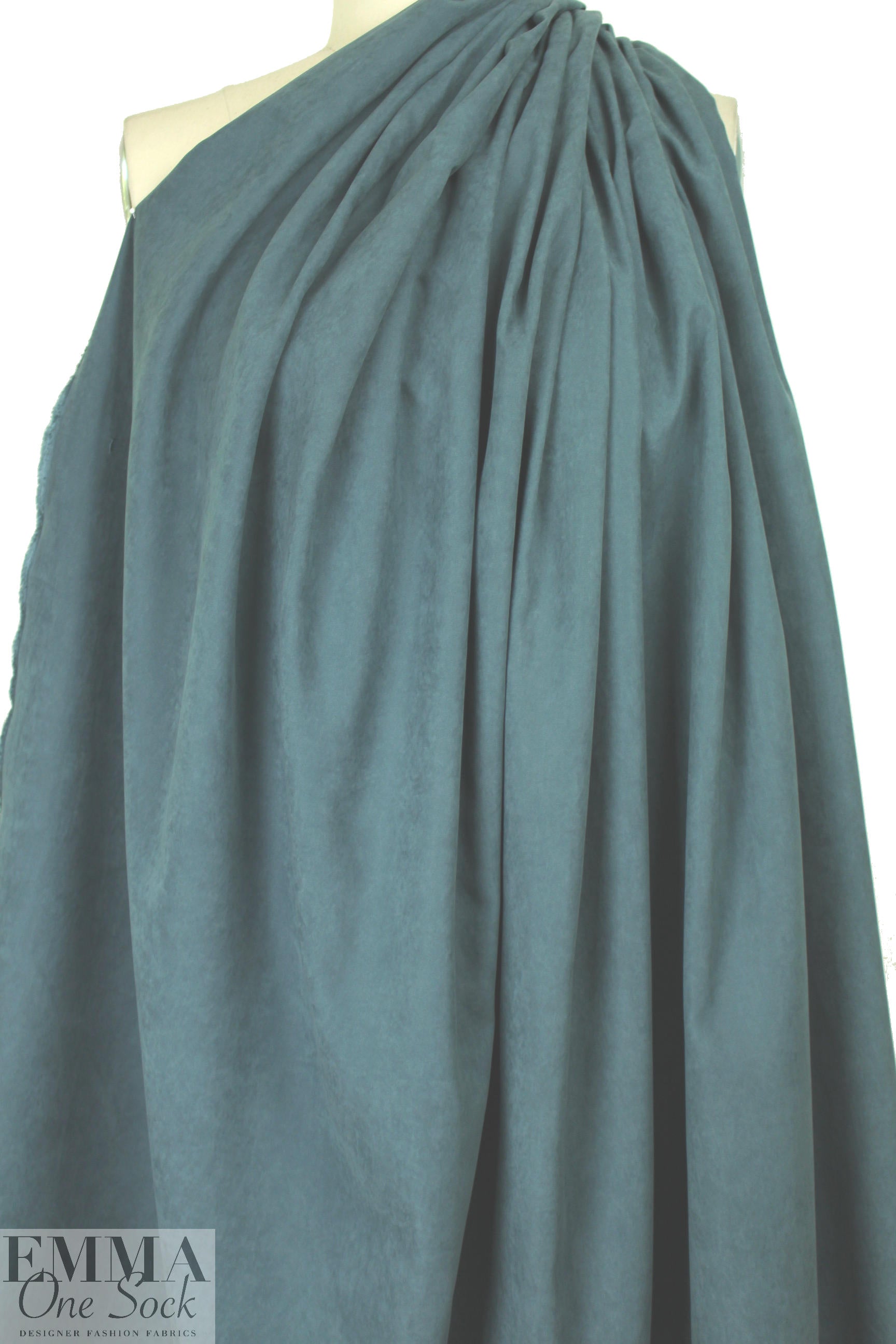 NY designer sueded texture rainwear - dusty teal