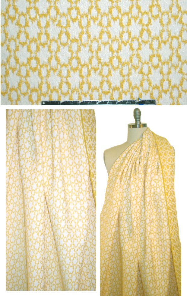 French yellow/white graphic jacquard brocade