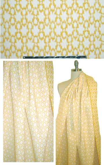French yellow/white graphic jacquard brocade