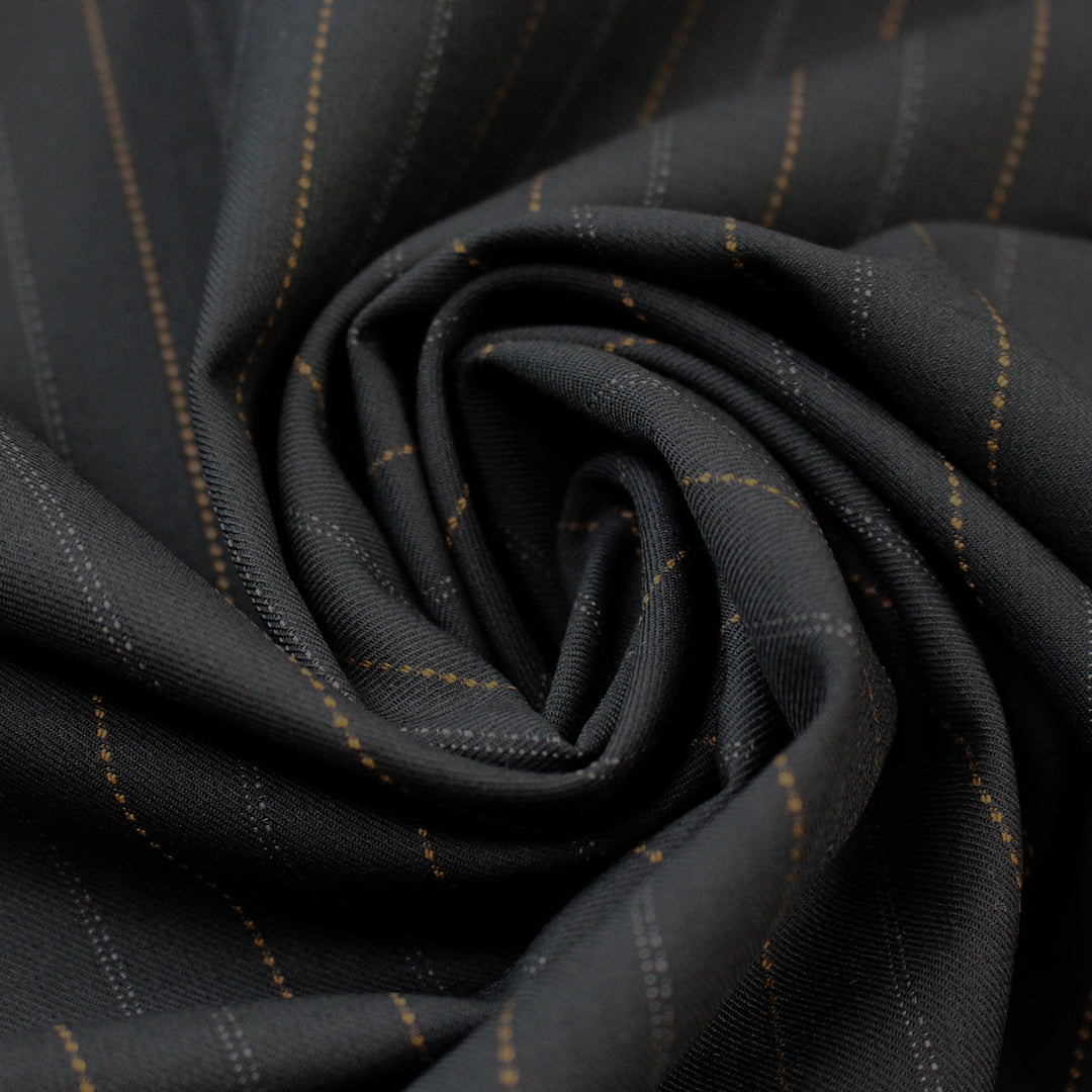 European novelty stripe stretch twill suiting 1.75 yd
