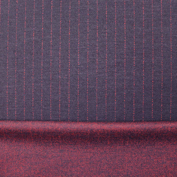 Di0r pinstripe doubleface wool knit suiting - navy/crimson 1.5 yds