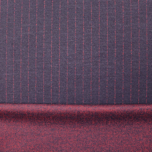 Di0r pinstripe doubleface wool knit suiting - navy/crimson 1.5 yds
