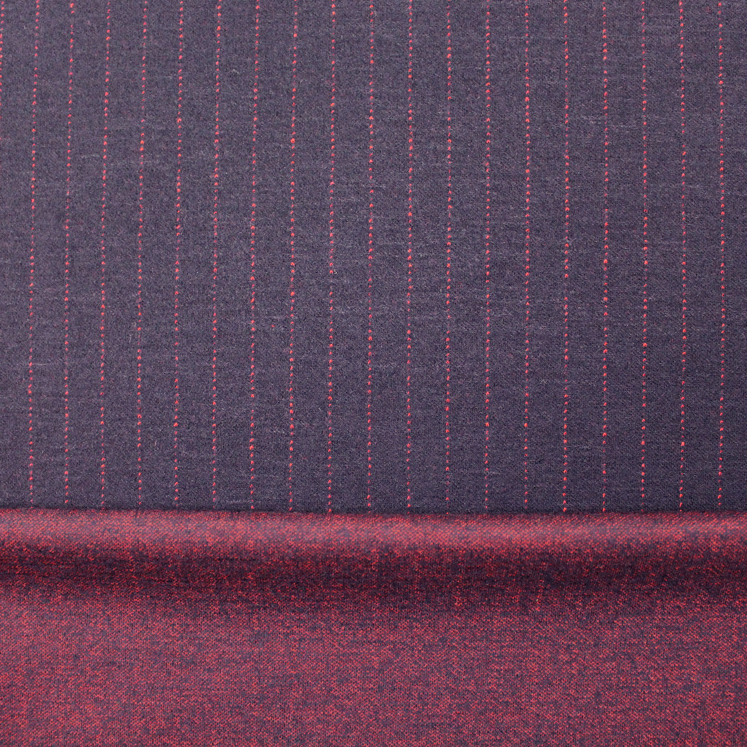 Di0r pinstripe doubleface wool knit suiting - navy/crimson .625 yds