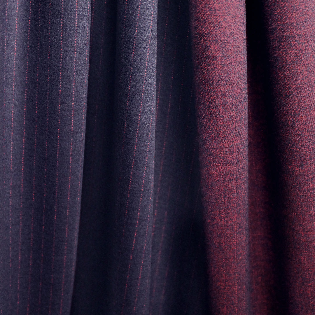 Di0r pinstripe doubleface wool knit suiting - navy/crimson .75 yds