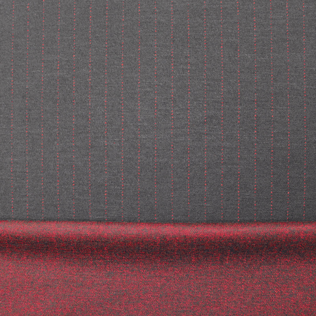 Di0r pinstripe doubleface wool knit suiting - garnet/charcoal 1.5 yds