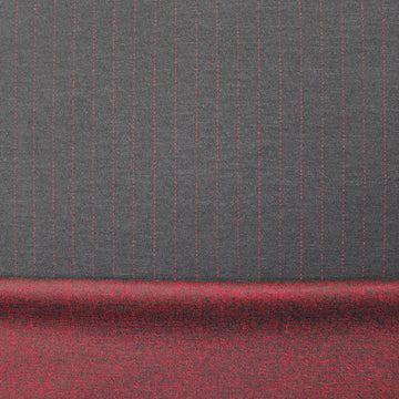 Di0r pinstripe doubleface wool knit suiting - garnet/charcoal 1.75 yds