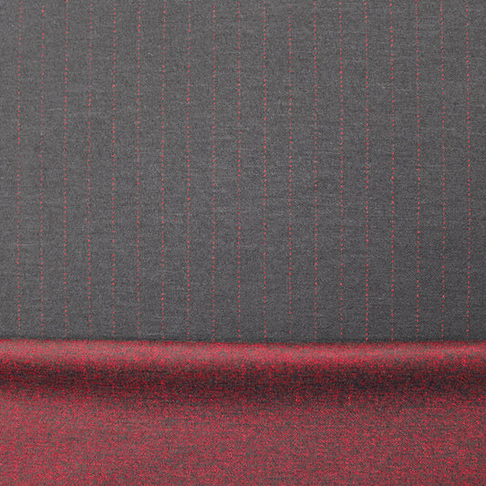Di0r pinstripe doubleface wool knit suiting - garnet/charcoal 1.75 yds