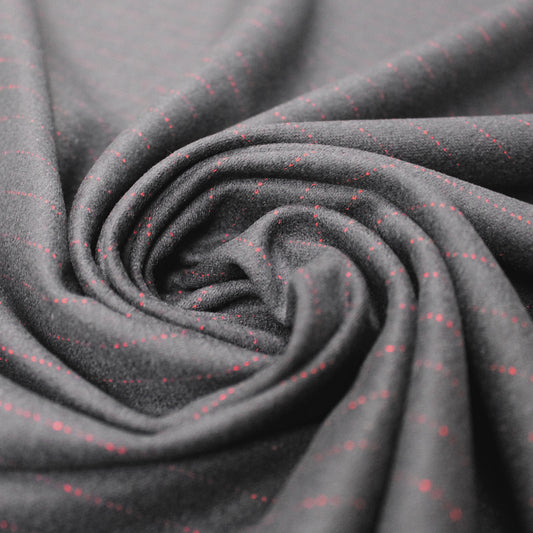 Di0r pinstripe doubleface wool knit suiting - garnet/charcoal 1.5 yds