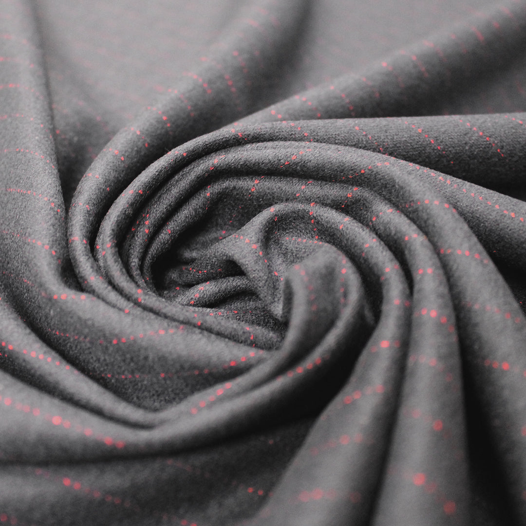 Di0r pinstripe doubleface wool knit suiting - garnet/charcoal 1.75 yds
