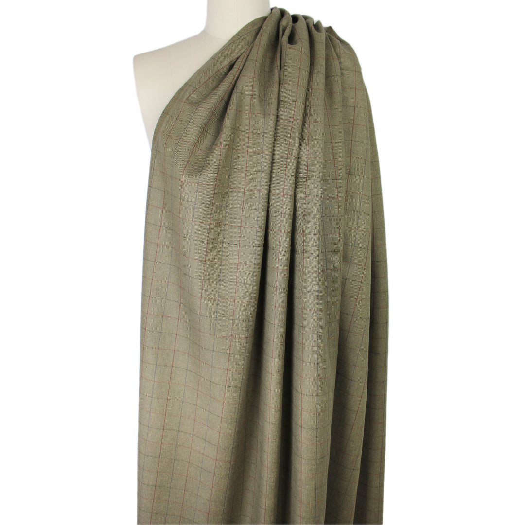 Italian all-wool windowpane chevron twill suiting 1.5 yds
