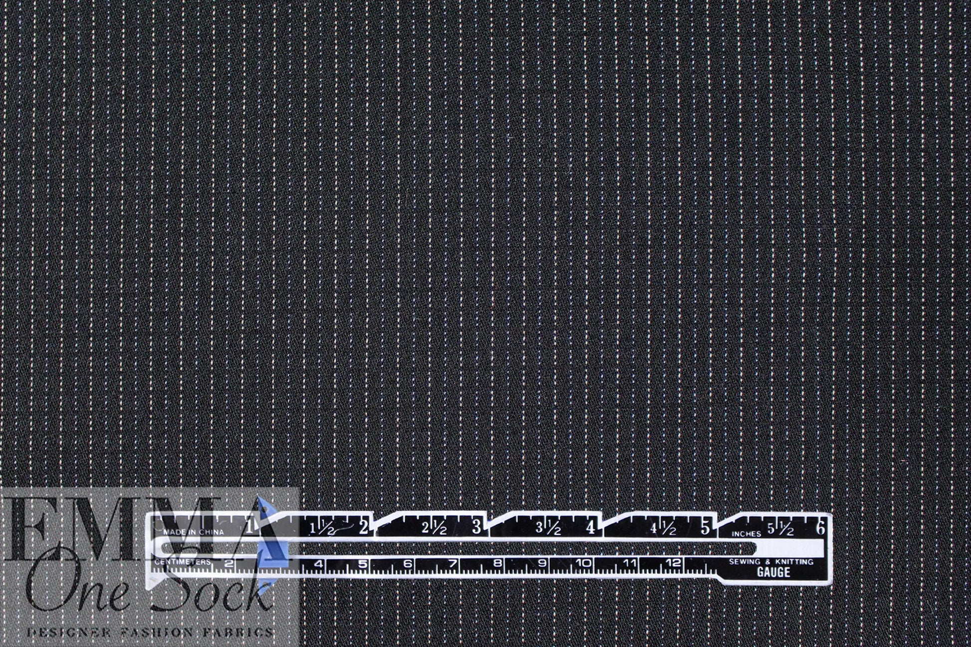 Italian all-wool black/sand striped twill suiting .75 yds