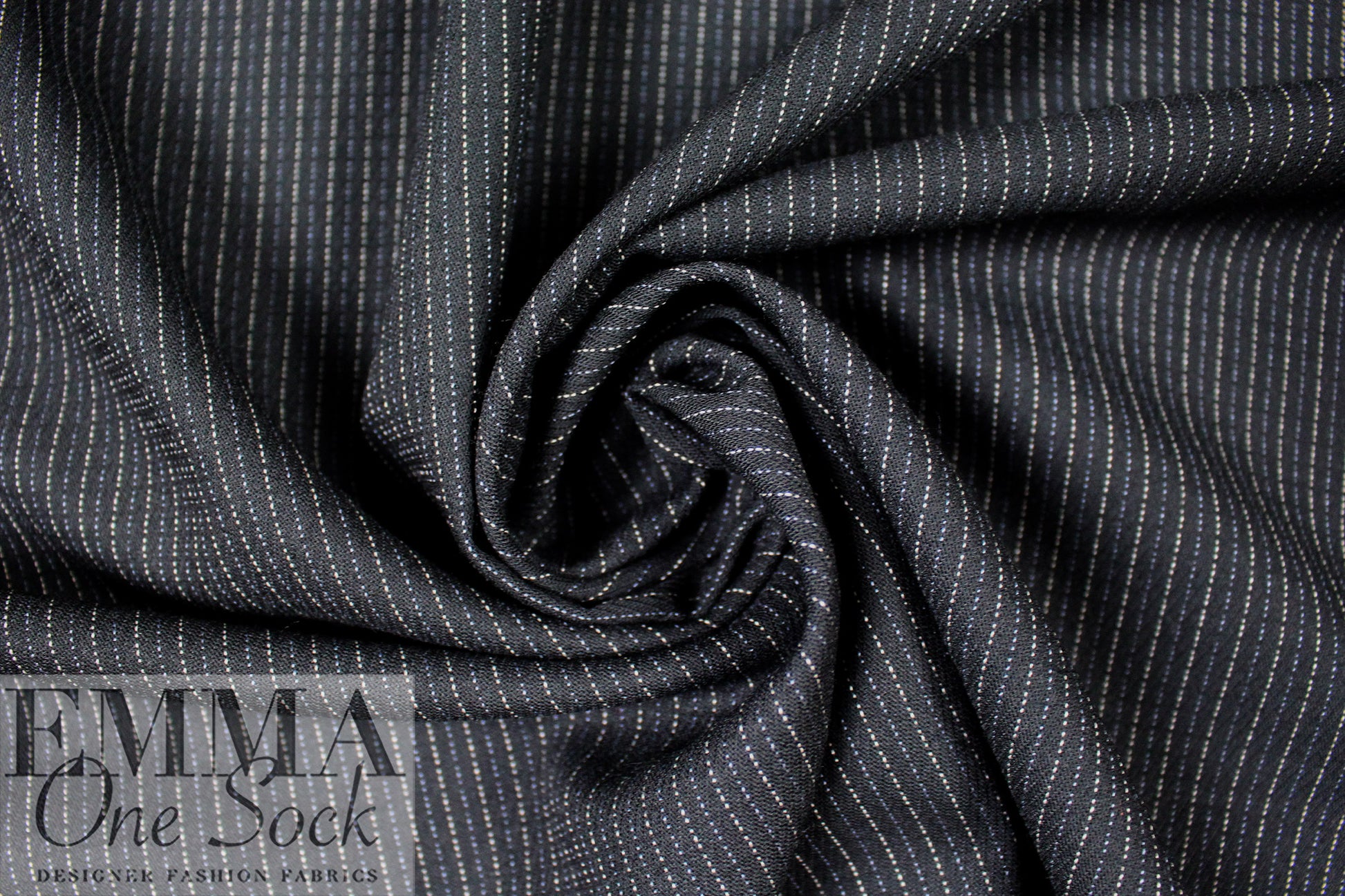 Italian all-wool black/sand striped twill suiting