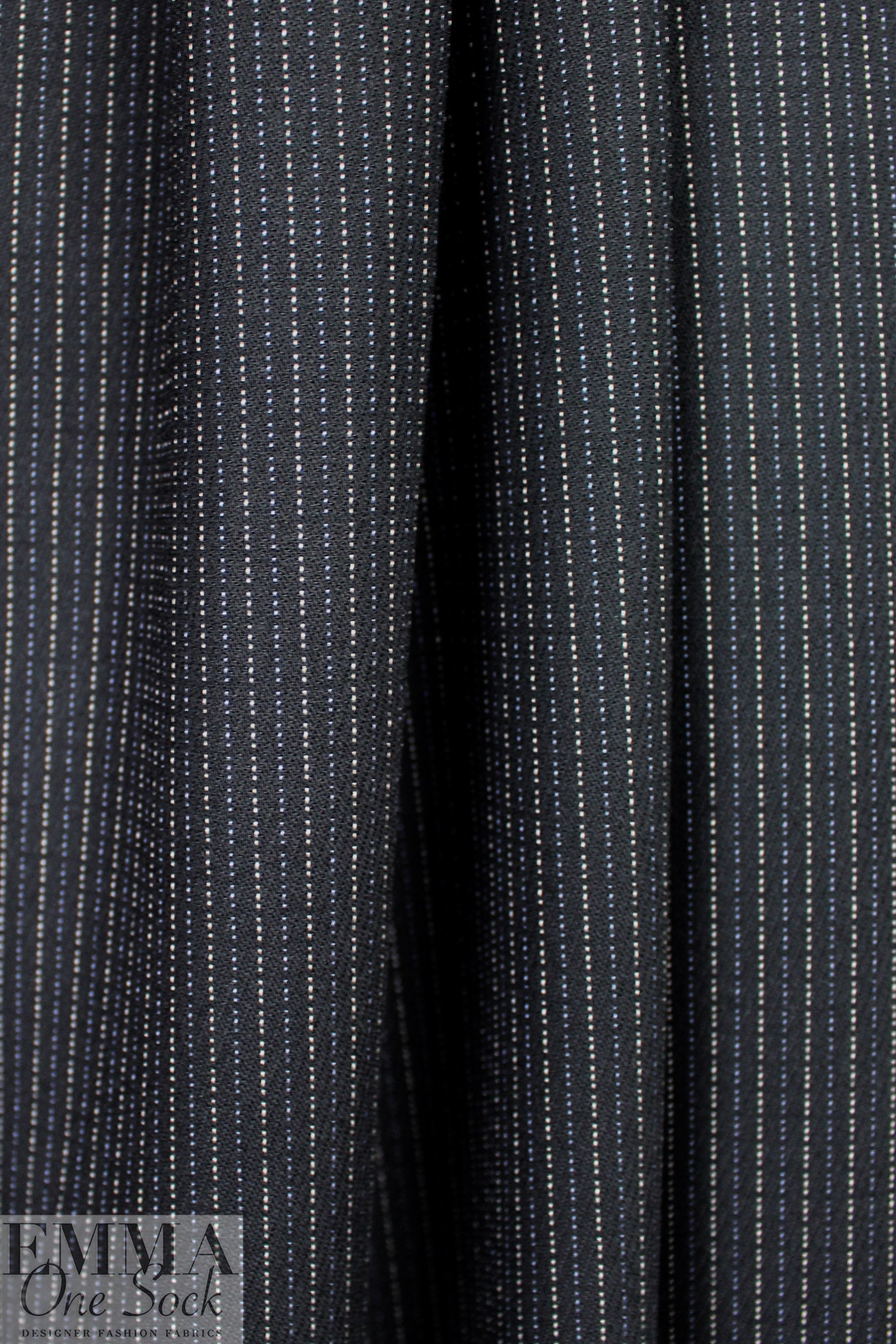 Italian all-wool black/sand striped twill suiting