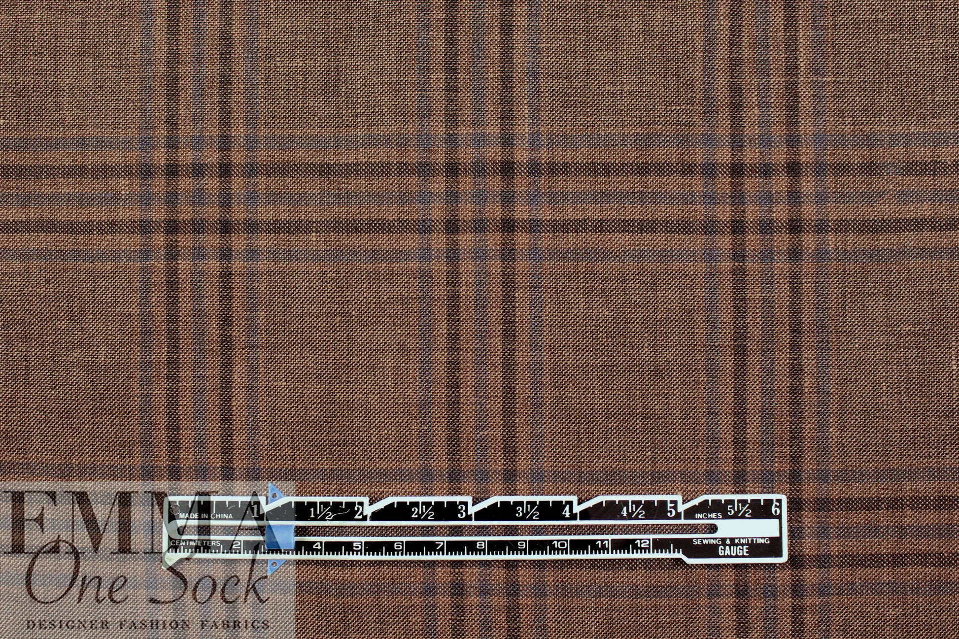 Italian linen/wool/silk plaid suiting - acorn, slate, off black 2.25 yd