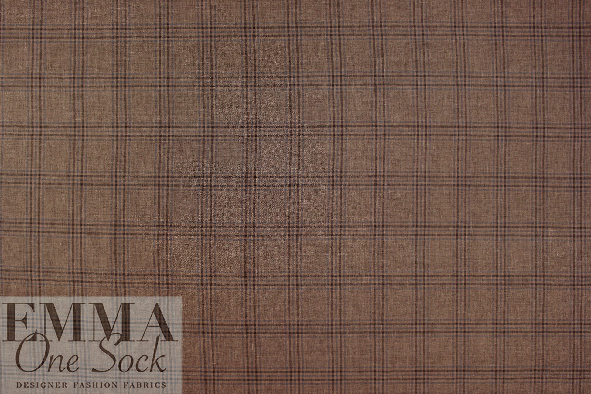 Italian linen/wool/silk plaid suiting - acorn, slate, off black 2.25 yd