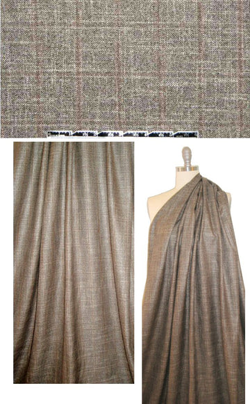 Italian wool/silk suiting - driftwood plaid