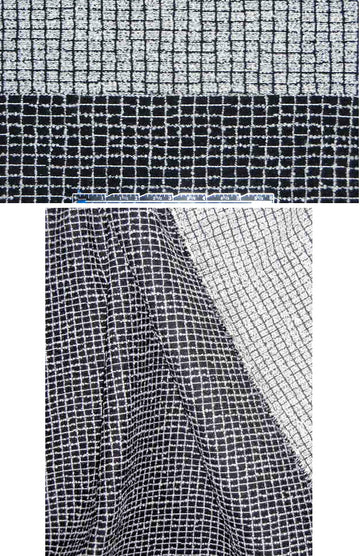 Italian reversible str. windowpane suiting - blk/wht 2.75 yds
