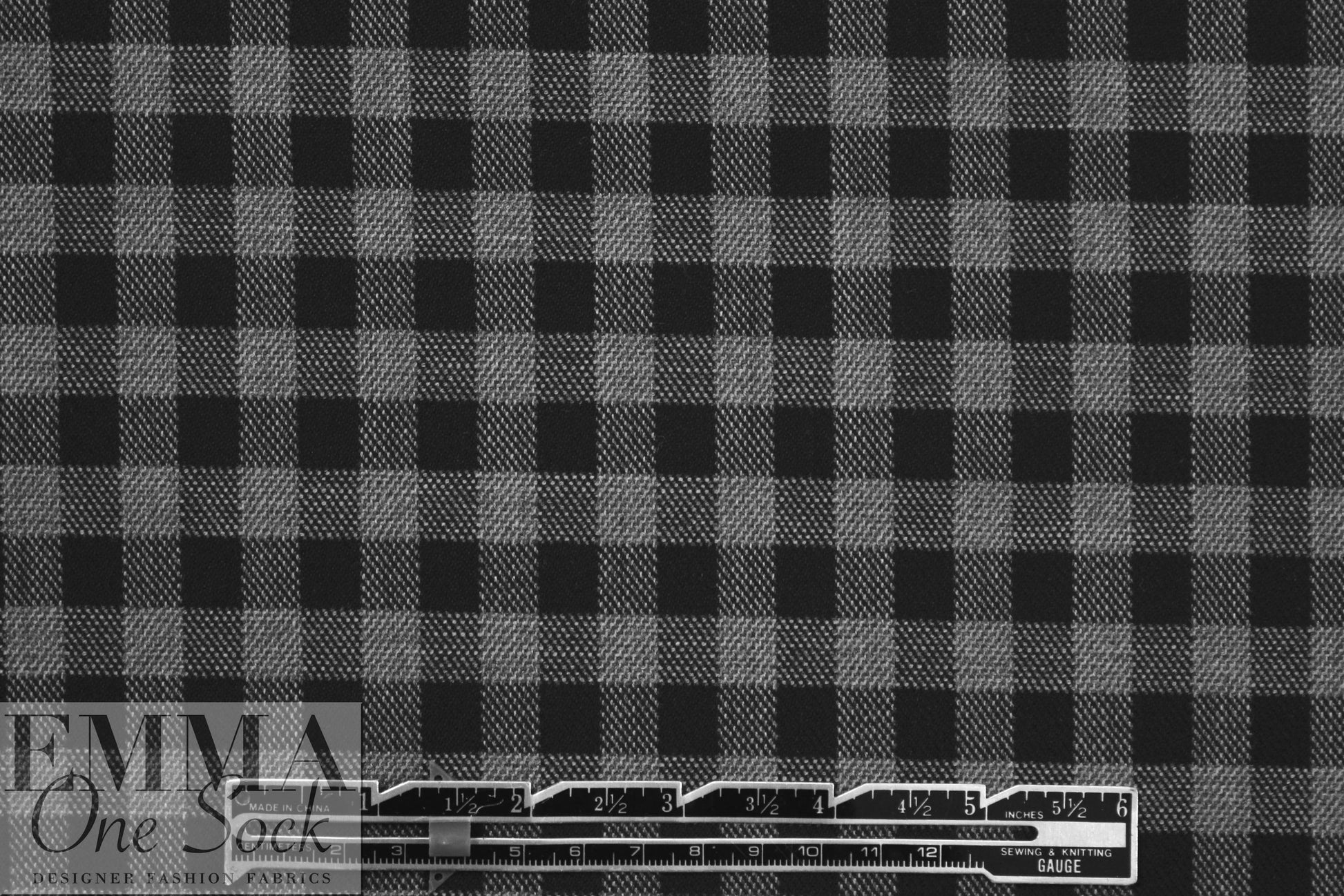 Italian gray/black check yarn dyed stretch woven 2 yds
