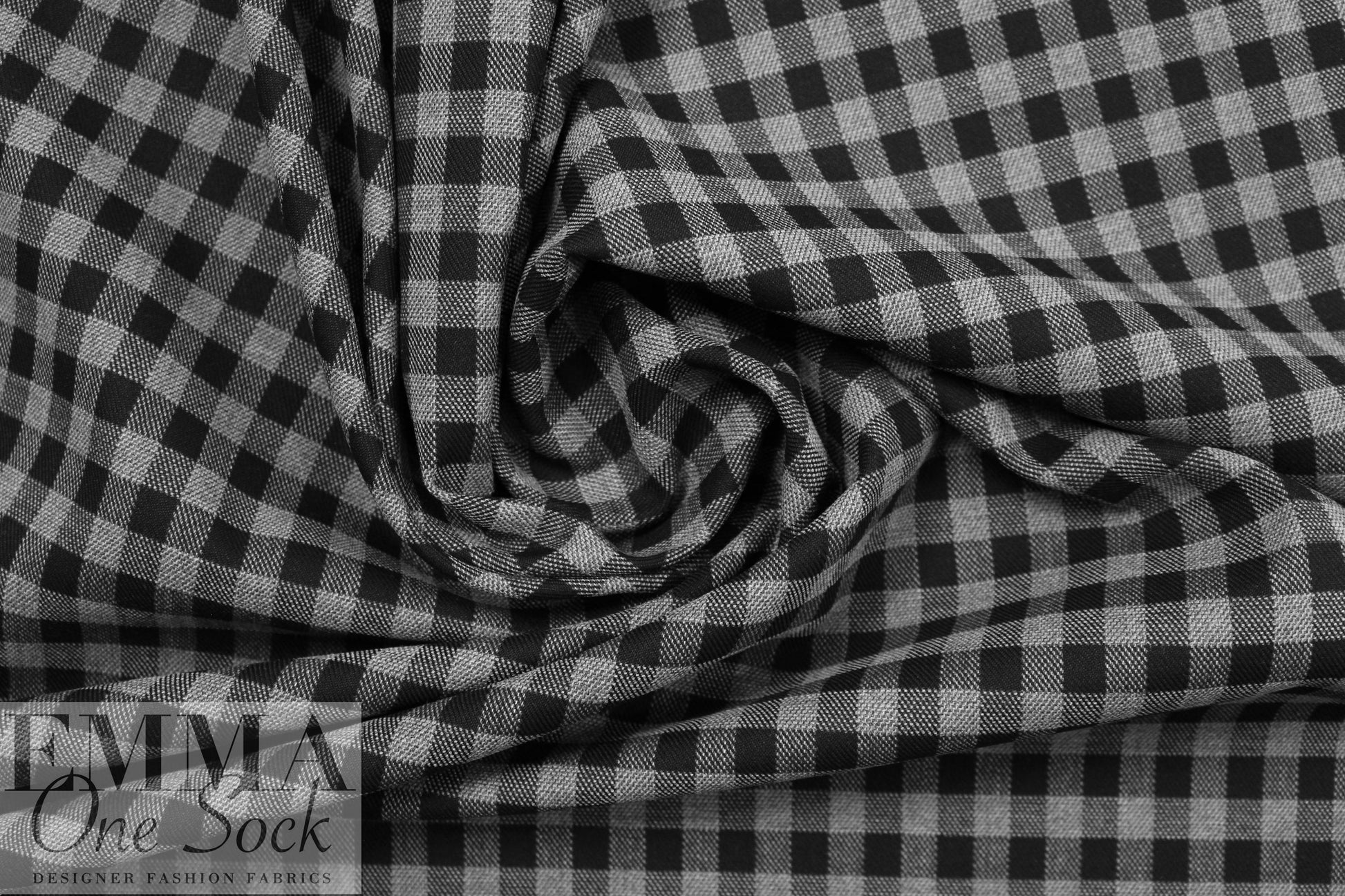 Italian gray/black check yarn dyed stretch woven