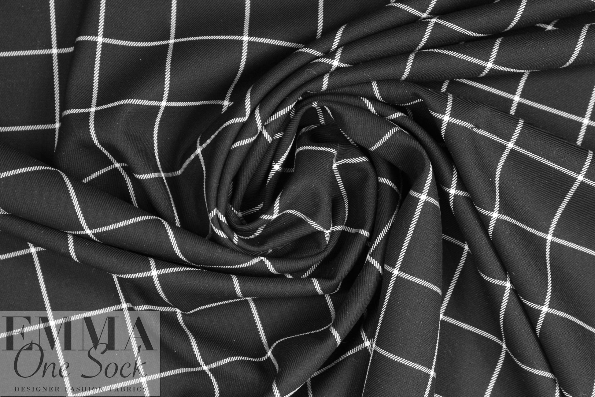 NY designer yarn-dye windowpane cotton stretch twill