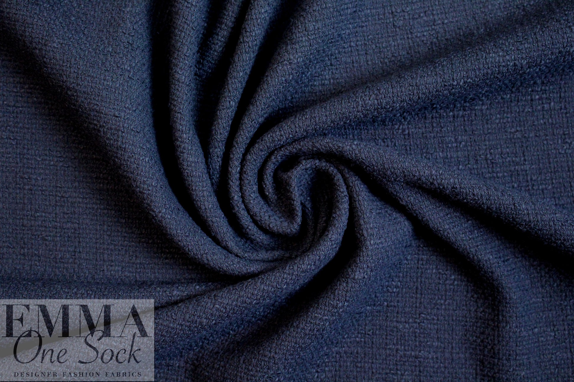designer navy cotton blend textured suiting 1.6 yds